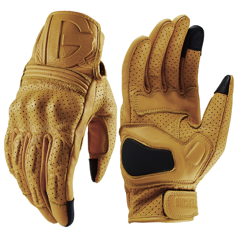 Yellow Cycling Gear - Sarung Tangan Kulit Sepeda Motor Vintage