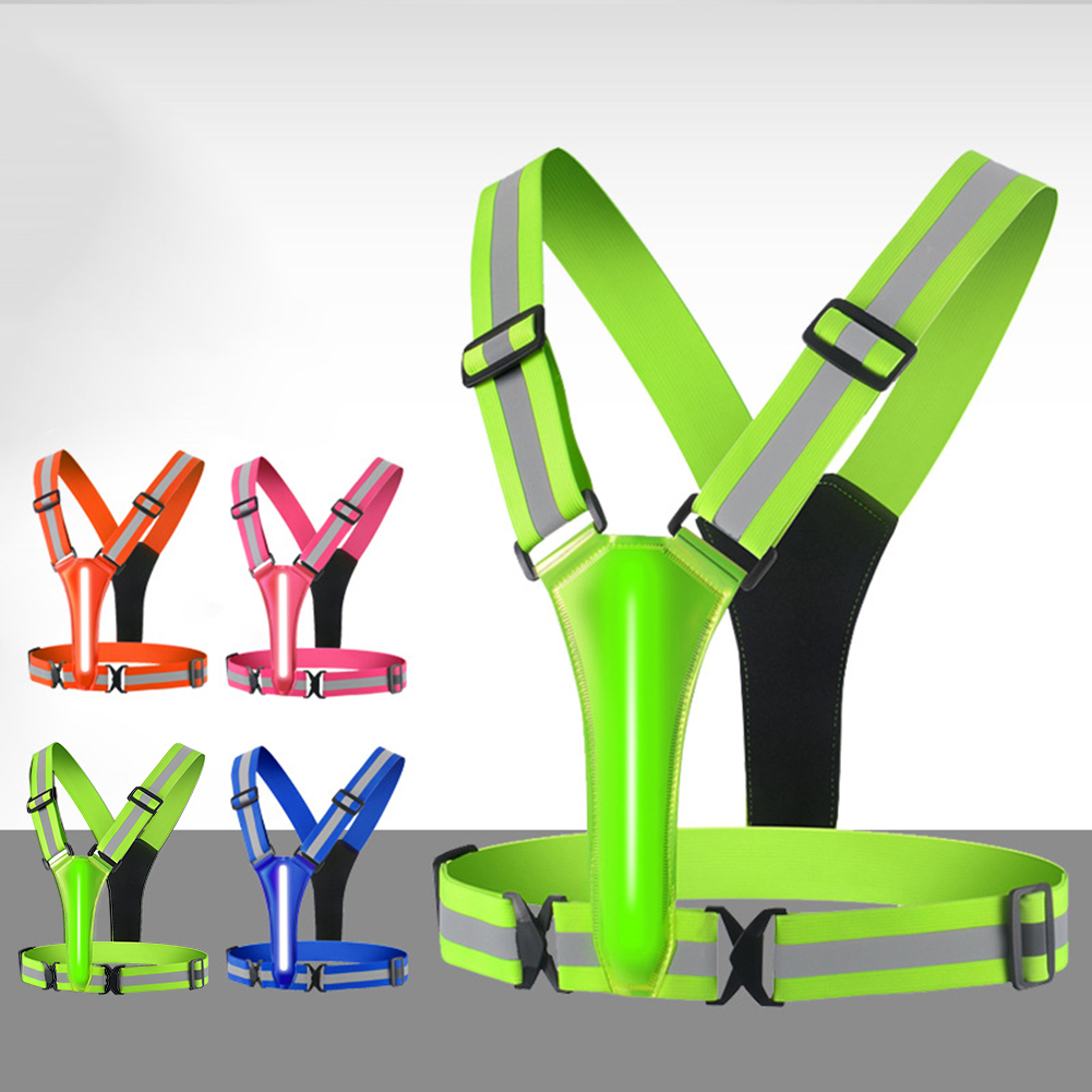 Reflective Cycling Vest - Rompi lari LED USB, dapat diisi