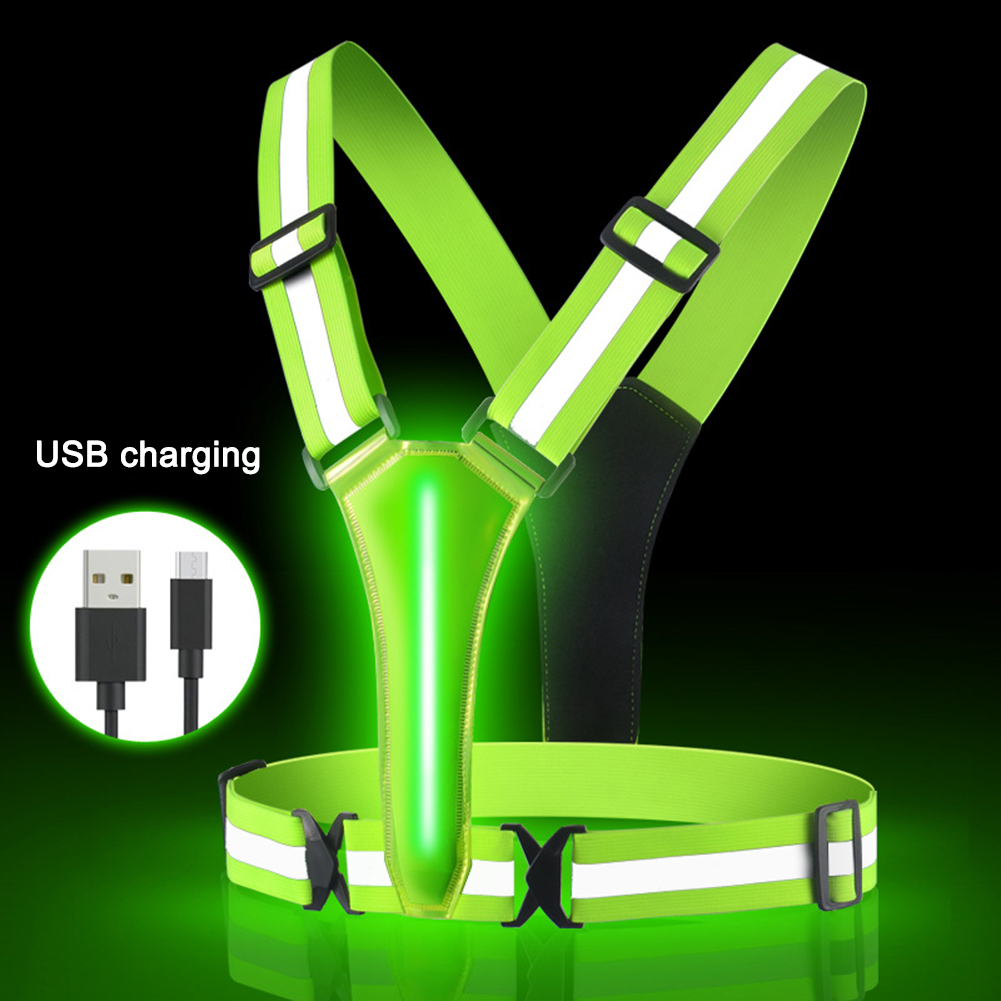 Rompi lari LED USB, dapat diis - Reflective Cycling Vest ulasan dan harga