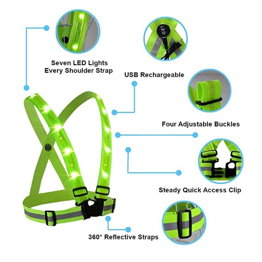 Rompi Keselamatan LED Polieste - Reflective Cycling Vest ulasan dan harga